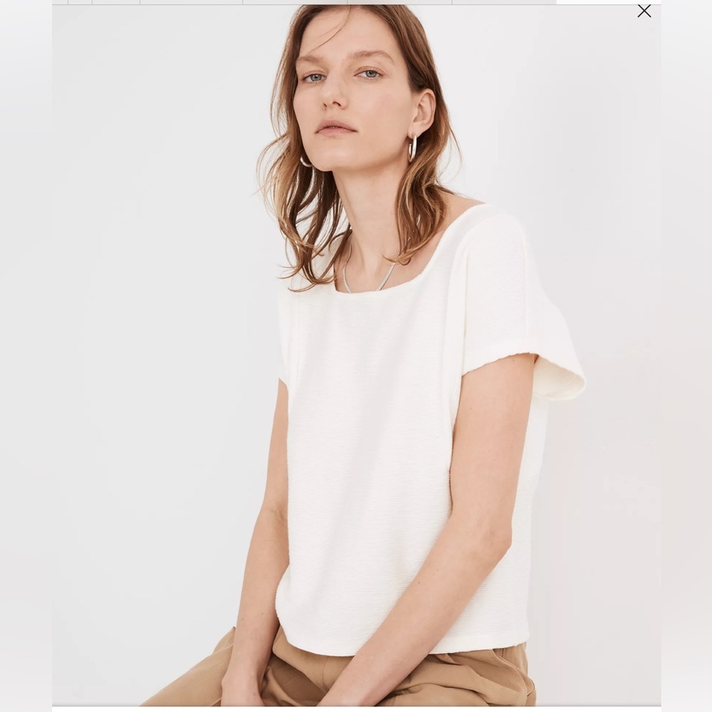Madewell Ottoman Jaquard Square Neck Top Size L
